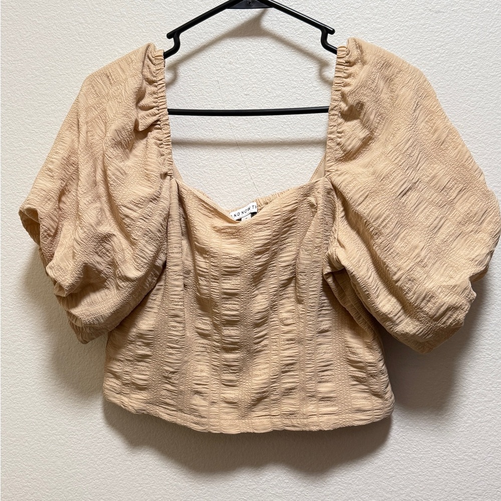 And Now this Romantic Elegant Beige Puff Sleeve Blouse size M